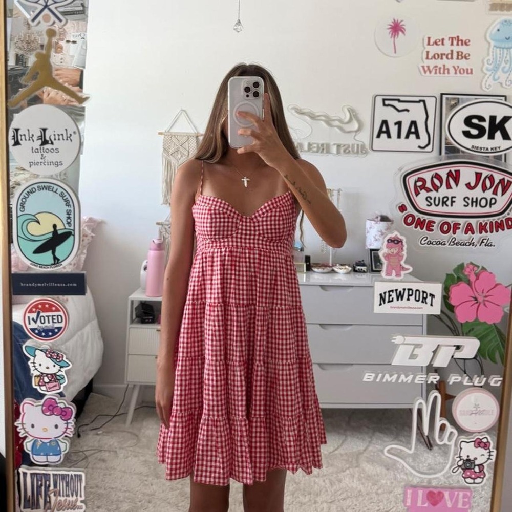 grey bandit red and white gingham dress